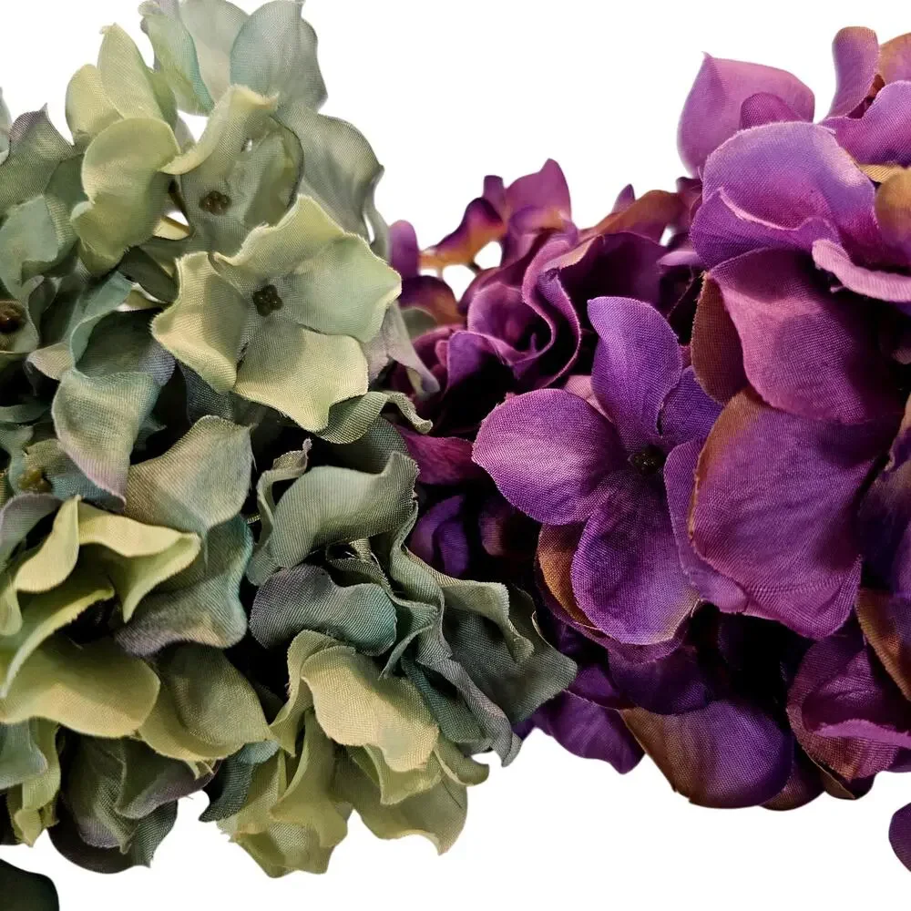 45 Pcs Purple Green Artificial Silk Hydrangea Flower Stem Floral Craft Decor Lot